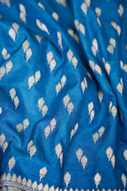 Steel Blue Katan Silk Fancy Saree with Zari Buti and Ornate Border