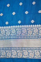 Steel Blue Katan Silk Fancy Saree with Zari Buti and Ornate Border
