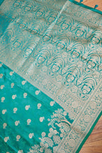 Emerald Green Mashroo Silk Saree with Zari Buti and Ornate Border